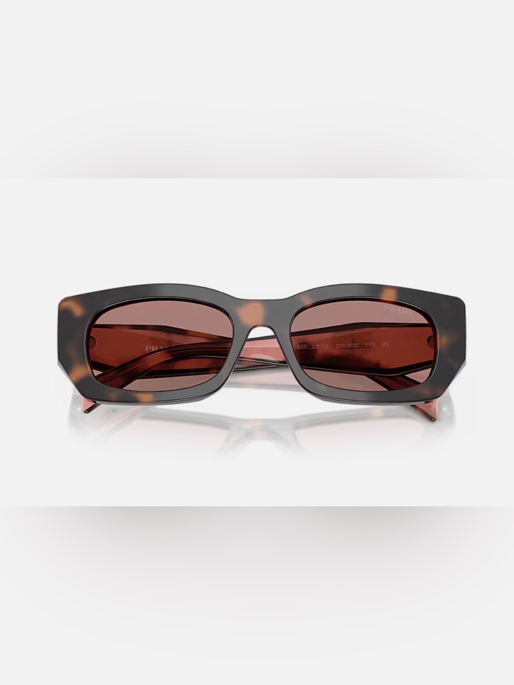 Prada Tortoiseshell And Pink Rectangular Sunglasses Spr B05